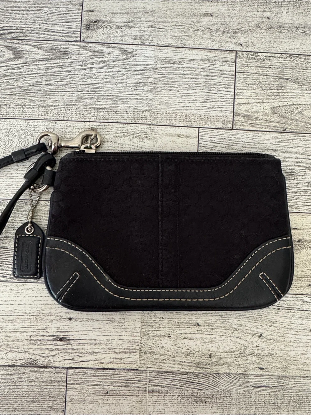Coach Black Canvas &Leather Wristlet
